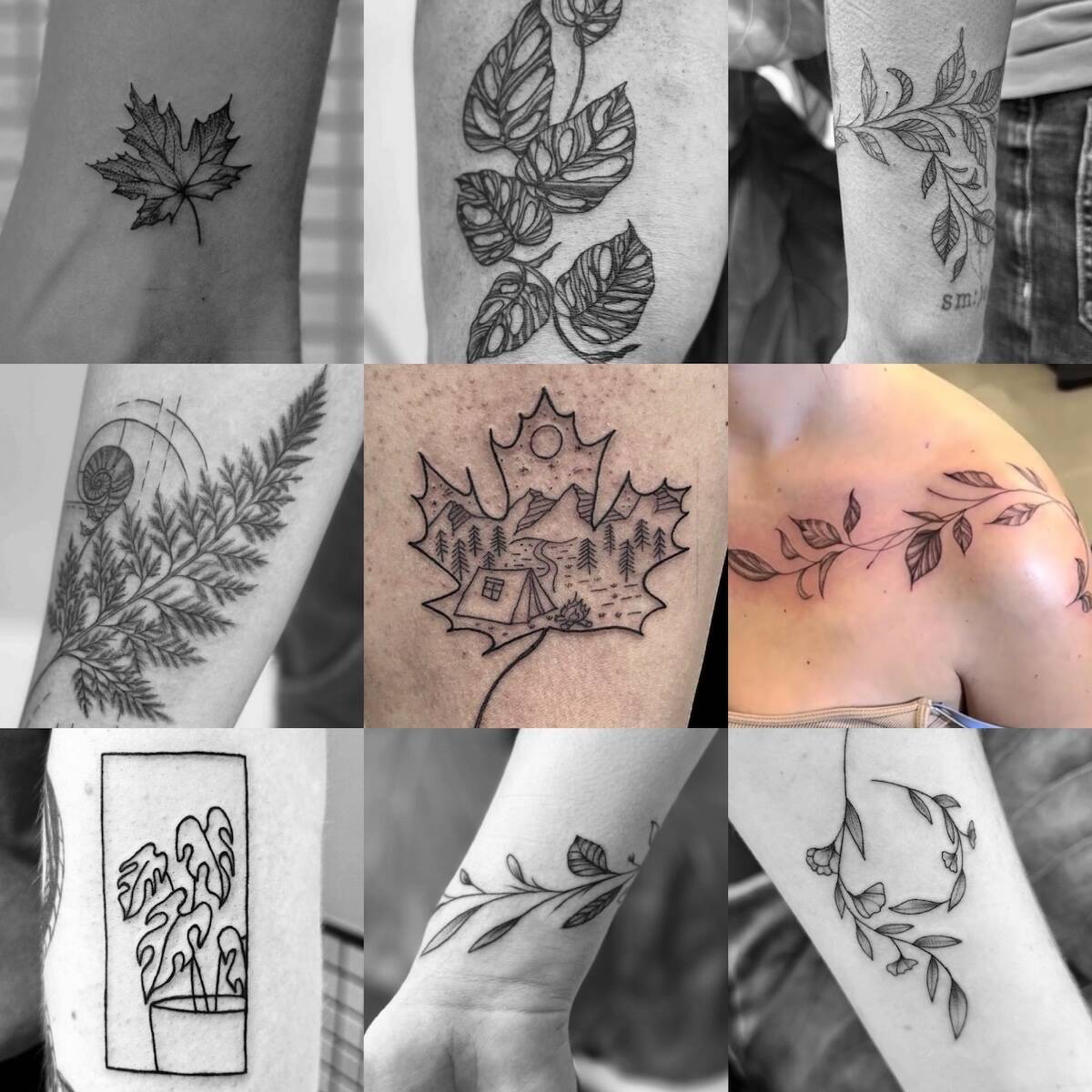 Fine Line Leaf Tattoo Vancouver BC
